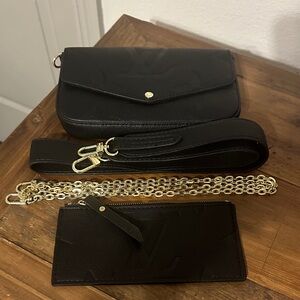 Elegant Black Leather Women's Bag Set